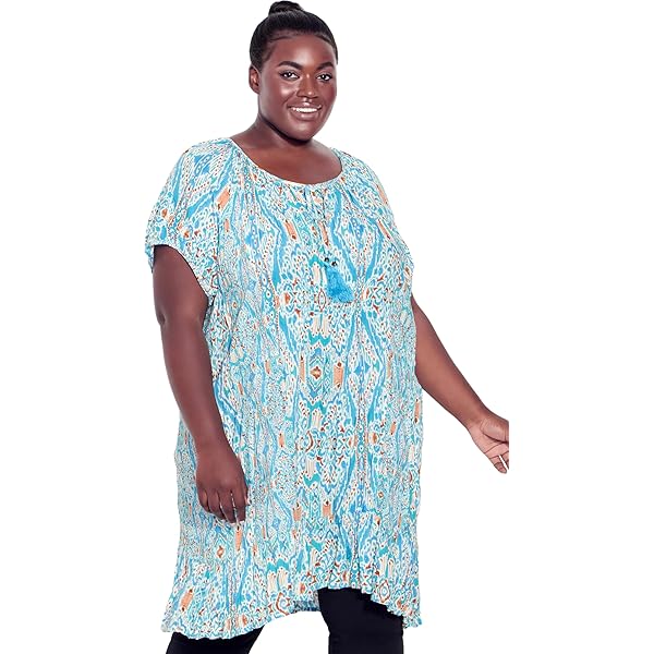Woman Within Plus Size Rayon Pintucked Effortless Tunic Blouse - S